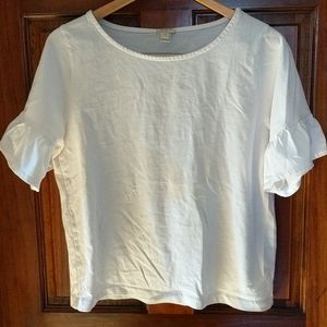 J.Crew factory cotton ruffle sleeve t-shirt, white